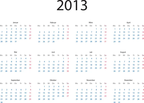 Calendário 2013 —  Vetores de Stock