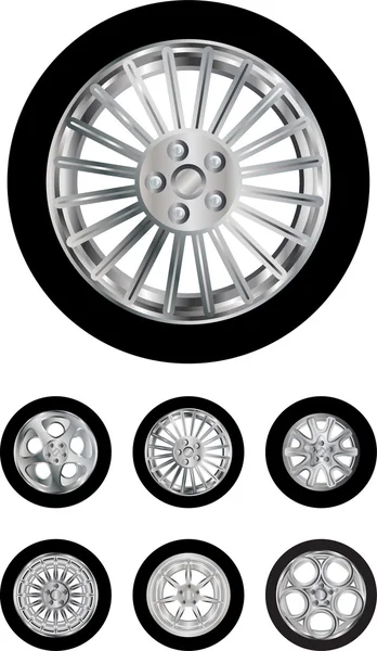 Car wheels collection — Stock Vector