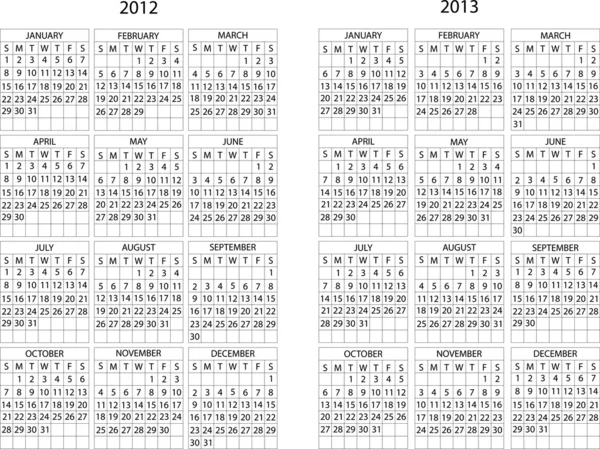 Calendario 2012-2013 — Vettoriale Stock