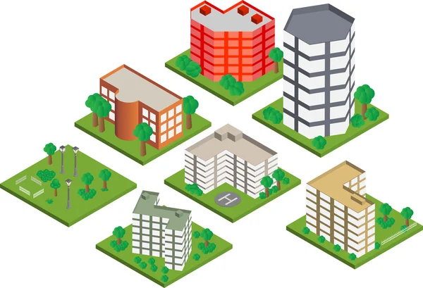 Edifícios Isométricos —  Vetores de Stock