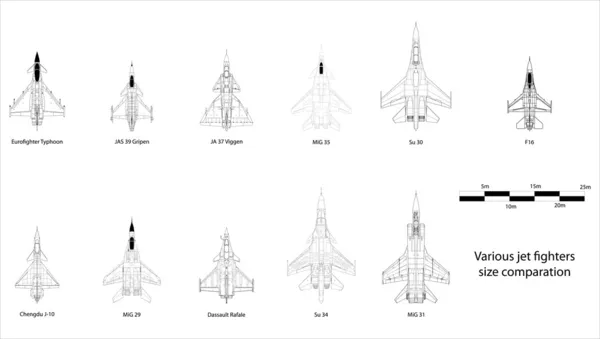 Jet combatientes comparación — Vector de stock