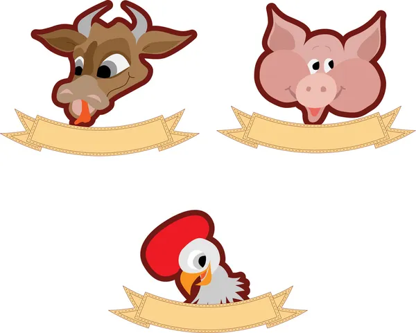 Badges animaux de ferme — Image vectorielle
