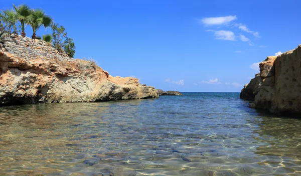 Beautiful sea beach in Hersonissos, Crete Island, Greece — Stock Photo, Image