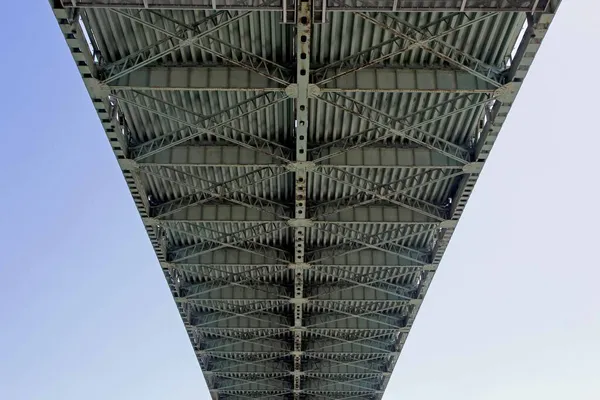 Sob Vistas Ponte Construção Para Fotos Noturnas — Fotografia de Stock