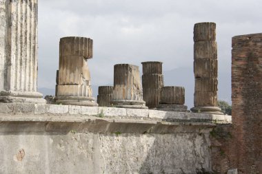 Various ruin sites in the city of Rome with historical backgrounds