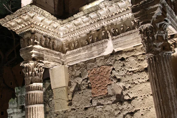 Various ruin sites in the city of Rome with historical backgrounds