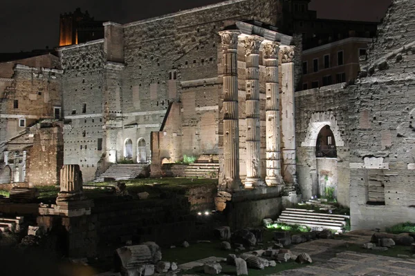 Various ruin sites in the city of Rome with historical backgrounds