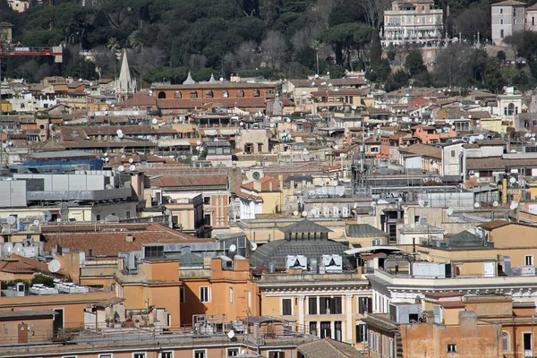 Blick Von Verschiedenen Engeln Auf Die Dächer Der Stadt Rom — Stockfoto