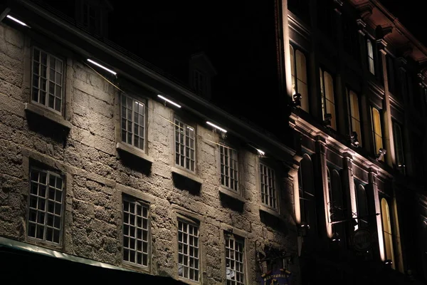 Vista Rua Distrito Old Montreal Canadá Durante Noite — Fotografia de Stock