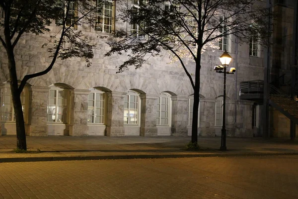 Vista Rua Distrito Old Montreal Canadá Durante Noite — Fotografia de Stock