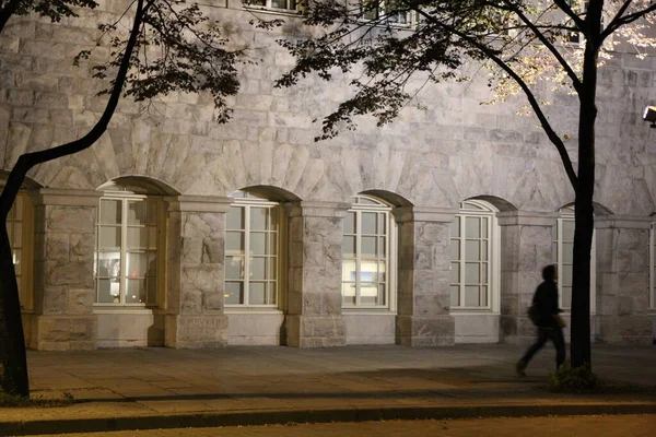 Vista Sulla Strada Del Quartiere Old Montreal Canada Durante Notte — Foto Stock