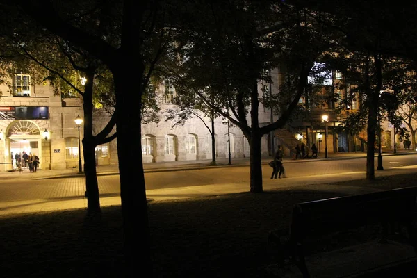 Vista Sulla Strada Del Quartiere Old Montreal Canada Durante Notte — Foto Stock