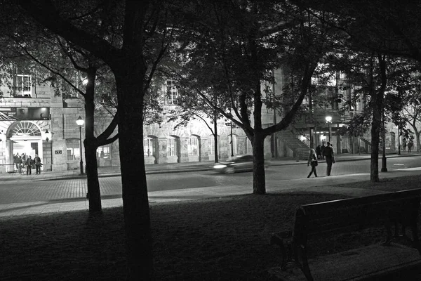 Vista Sulla Strada Del Quartiere Old Montreal Canada Durante Notte — Foto Stock