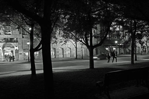 Vista Sulla Strada Del Quartiere Old Montreal Canada Durante Notte — Foto Stock