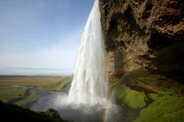 Wasserfall Der Küste Islands Herbst Gefunden — Stockfoto