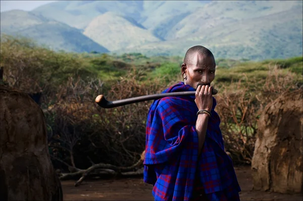 Masai adam portresi. — Stok fotoğraf