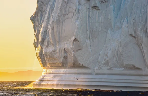 Icebergs Sunset Disko Bay Gronelândia Ocidental — Fotografia de Stock