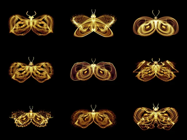 Fraktal kelebek koleksiyonu — Stok fotoğraf