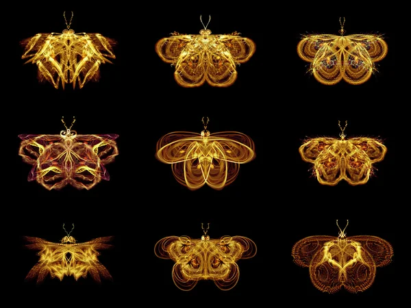 Selection of Fractal Butterflies — Stock Photo, Image