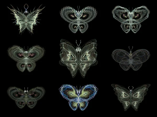 Virtuella fraktal fjärilar — Stockfoto