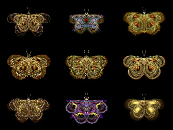 Virtuella fraktal fjärilar — Stockfoto