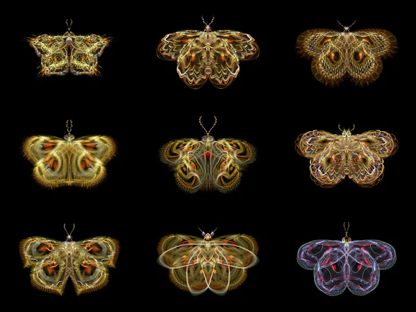 Virtuální fraktální motýli — Stock fotografie