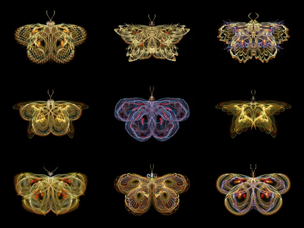 Virtuální fraktální motýli — Stock fotografie