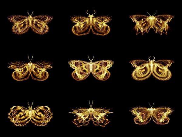 Collectie van fractal vlinders — Stockfoto