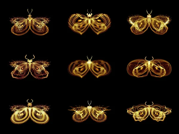 Collection of Fractal Butterflies — Stock Photo, Image