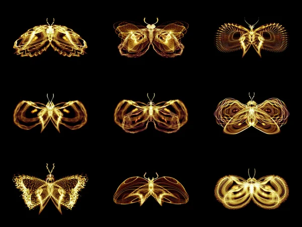 Collection of Fractal Butterflies — Stock Photo, Image