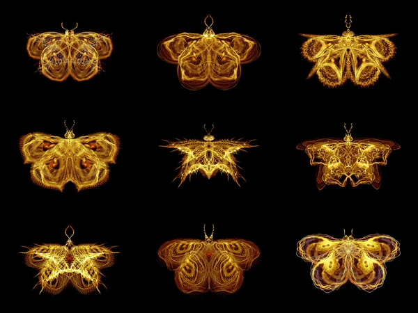 Selection of Fractal Butterflies — Stock Photo, Image