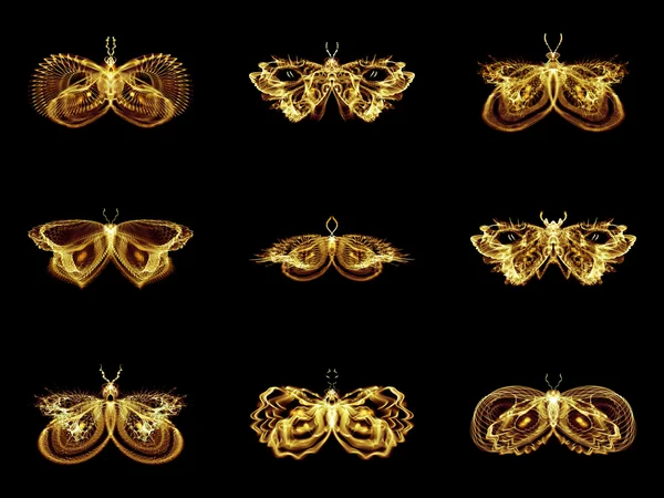 Sammlung fraktaler Schmetterlinge — Stockfoto