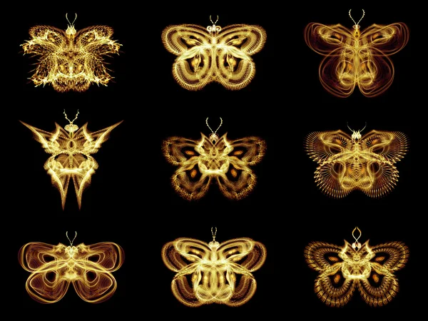 Collection of Fractal Butterflies — Stock Photo, Image