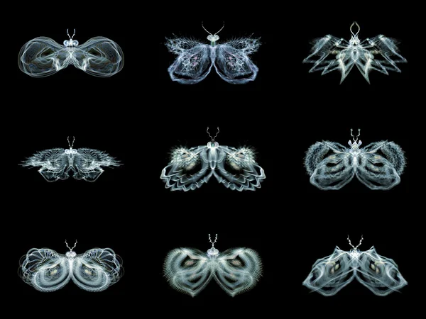 फ्रैक्टल तितलियों की विविधता — स्टॉक फ़ोटो, इमेज