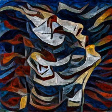 Inner Roads dizisinde. İç dünya, yaratıcılık ve sanat üzerine soyut resim tarzında yapılmış kadın portresi.