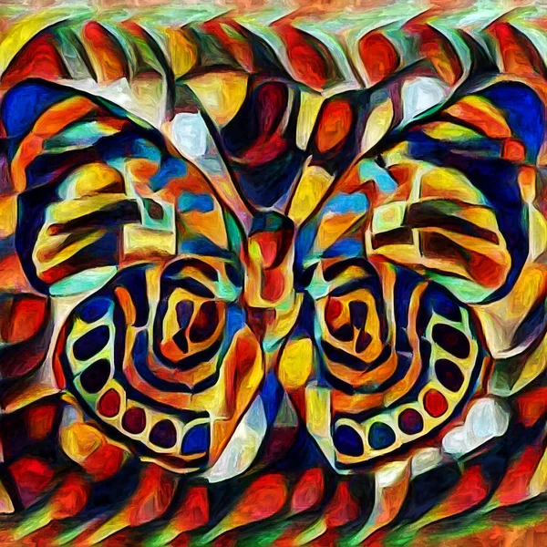 Serie Patrón Arte Mariposa Abstracta Colores Representados Lienzo Digital Sobre — Foto de Stock