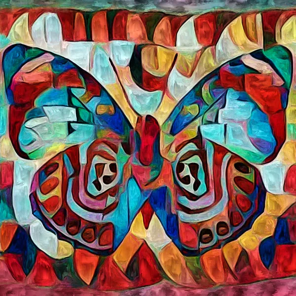 Serie Patrón Arte Mariposa Abstracta Colores Representados Lienzo Digital Sobre — Foto de Stock