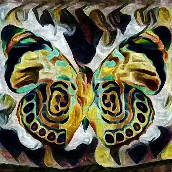 Serie Patrón Arte Mariposa Abstracta Colores Representados Lienzo Digital Sobre —  Fotos de Stock