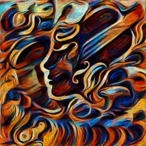 人生の音楽 人間の状態の詩を題材とした抽象絵画様式で描かれた人間とバイオリンの輪郭 — ストック写真