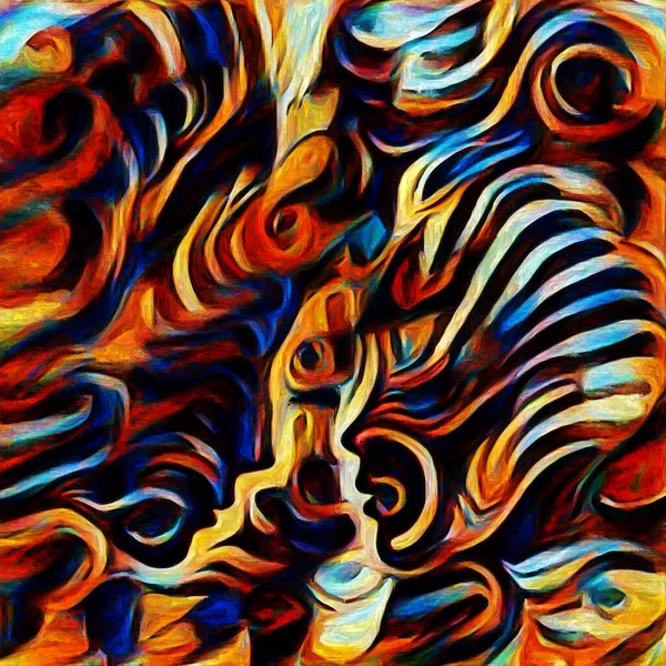 Pattern of Art series. Abstract face, shapes and color elements  rendered on digital canvas on subject of creativity and art.