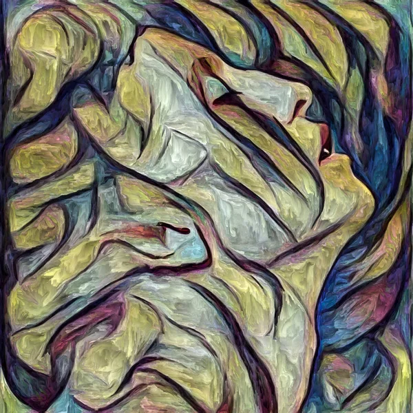 Inner Roads Series Female Portrait Rendered Abstract Painting Style Subject — Stock Photo, Image