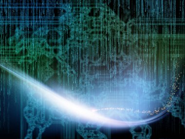 Madde Kumaşı. Matematik, kuramsal bilim ve teknoloji konularında umberlerin, ışıkların ve fraktal örneklerin etkileşimi.