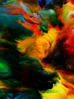 Renkli girdap serisi. Yaşam, yaratıcılık ve sanatla kavramsal olarak ilişkili olarak tuvalin üzerindeki sıvı boyanın renkli hareketinin görüntüsü