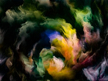 Color Lives serisi. Yaşam, yaratıcılık ve sanatla ilgili fraktal boyanın fraktal hareketlerinin etkileşimi