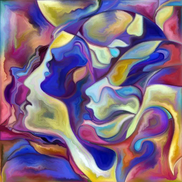 Canvas Close Serie Abstrakter Hintergrund Aus Gesichtern Und Symbolen Farbenfrohen — Stockfoto