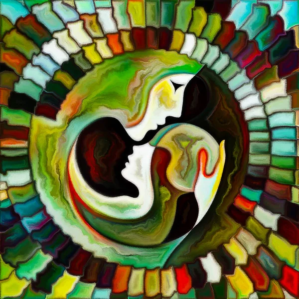 Moeder Kind Cirkel Serie Kleurrijke Abstractie Het Thema Jeugd Ouderschap — Stockfoto