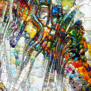 Yaşam Renkleri serisi. Canlı boyalı cam soyutlaması organik güçler ve doğanın iç enerjisi üzerine.