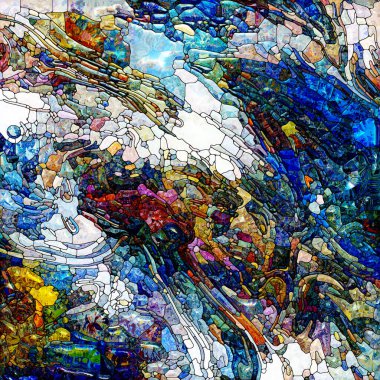 Yaşam Renkleri serisi. Canlı boyalı cam soyutlaması organik güçler ve doğanın iç enerjisi üzerine.
