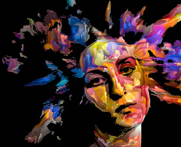 Retrato Femenino Expresivo Composición Pinceladas Digitales Para Tema Energía Creativa — Foto de Stock