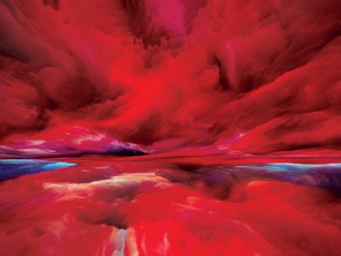 Gökkuşağı Aydınlanması. Gerçekliğe Kaçış dizisi. Arazi resmi, hayal gücü, yaratıcılık ve sanat projeleri için gerçeküstü gün batımı renkleri ve dokularının yaratıcı düzenlenmesi